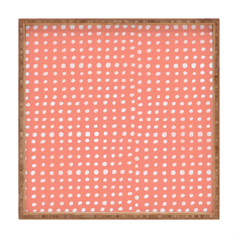 Leah Flores Peach Scribble Dots Square Tray