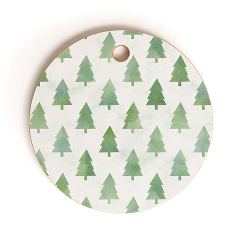 Leah Flores Pine Tree Forest Pattern Cutting Board Round