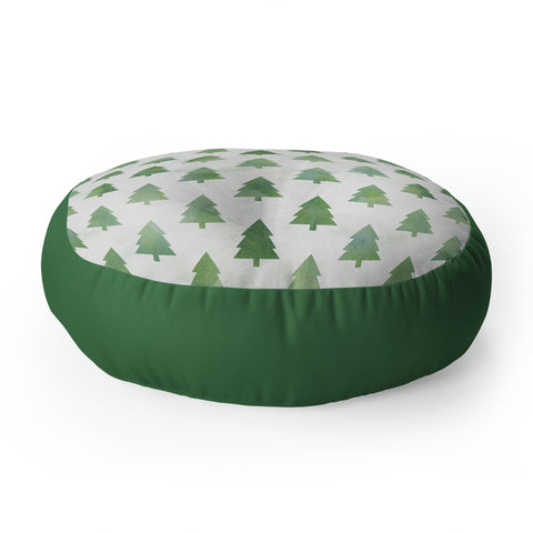 Leah Flores Pine Tree Forest Pattern Floor Pillow Round