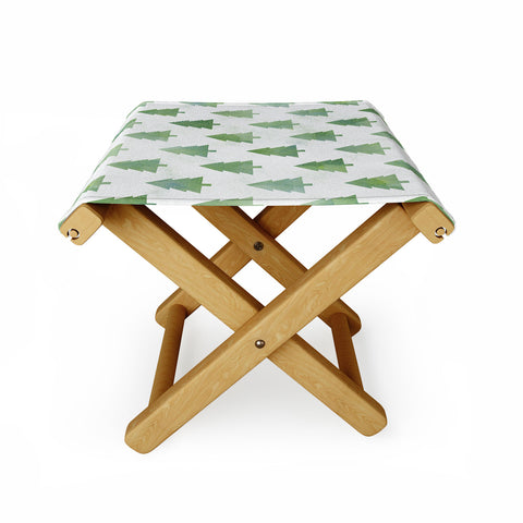 Leah Flores Pine Tree Forest Pattern Folding Stool