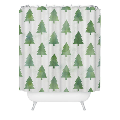 Leah Flores Pine Tree Forest Pattern Shower Curtain