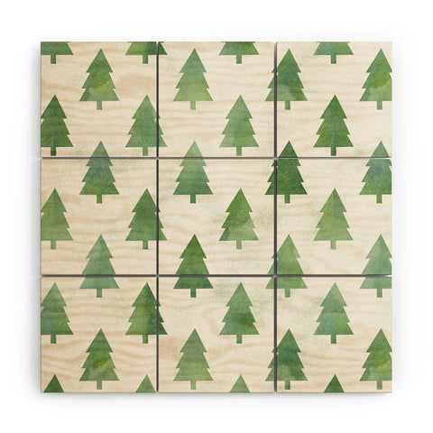 Leah Flores Pine Tree Forest Pattern Wood Wall Mural