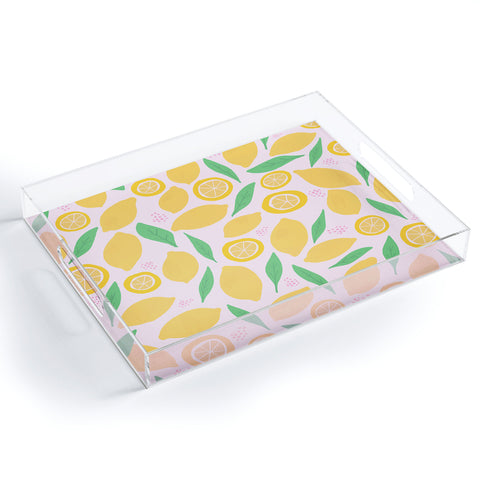 Leah Flores Pink Lemonade Pattern Acrylic Tray