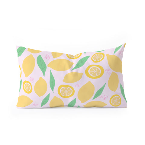 Leah Flores Pink Lemonade Pattern Oblong Throw Pillow