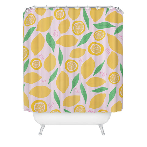 Leah Flores Pink Lemonade Pattern Shower Curtain