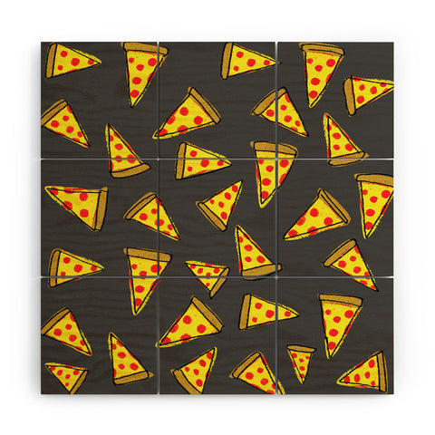 Leah Flores Pizza Party Wood Wall Mural