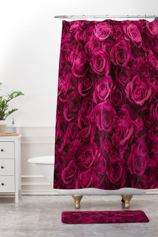 Leah Flores Pretty Pink Roses Shower Curtain And Mat