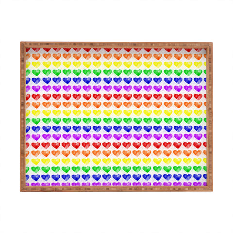 Leah Flores Rainbow Happiness Love Explosion Rectangular Tray