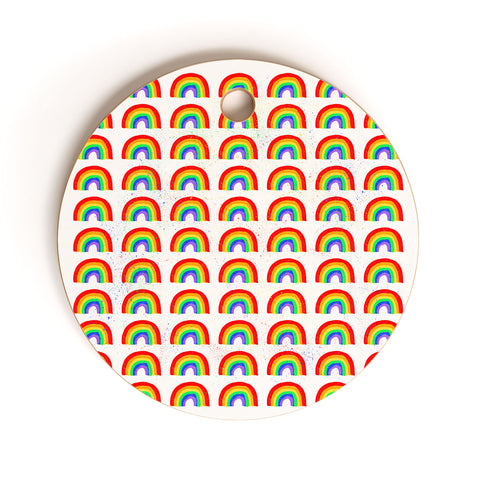 Leah Flores Rainbow Paint Cutting Board Round