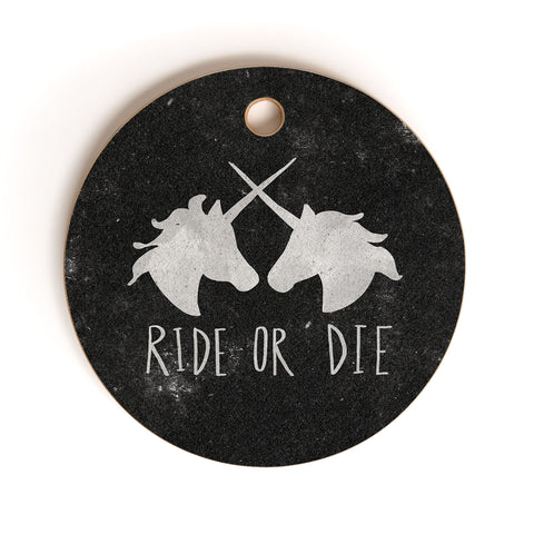 Leah Flores Ride or Die Unicorns Cutting Board Round