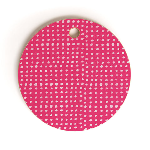 Leah Flores Rose Scribble Dots Cutting Board Round