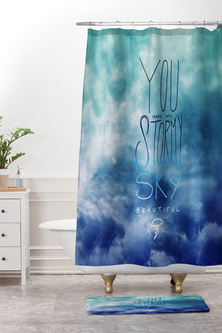 Leah Flores Stormy Sky Shower Curtain And Mat