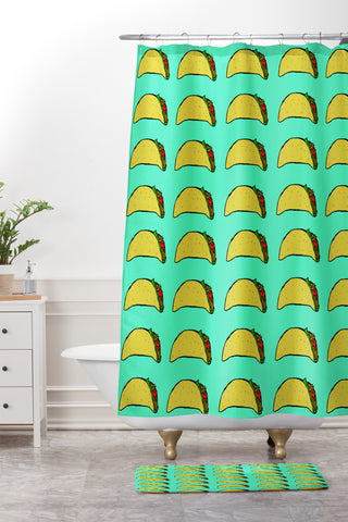 Leah Flores Taco Party Shower Curtain And Mat