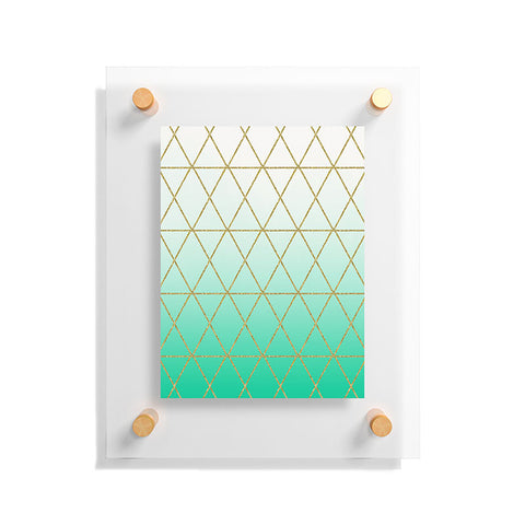 Leah Flores Turquoise and Gold Geometric Floating Acrylic Print