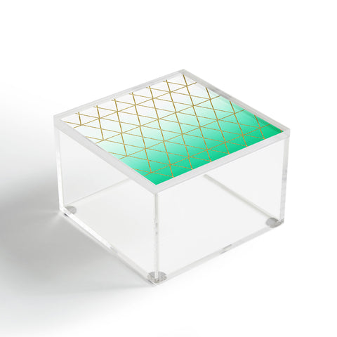 Leah Flores Turquoise and Gold Geometric Acrylic Box