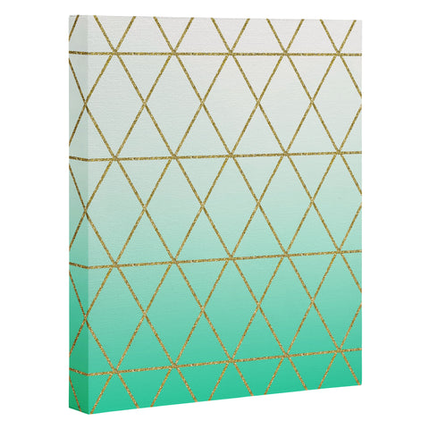 Leah Flores Turquoise and Gold Geometric Art Canvas