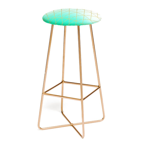 Leah Flores Turquoise and Gold Geometric Bar Stool