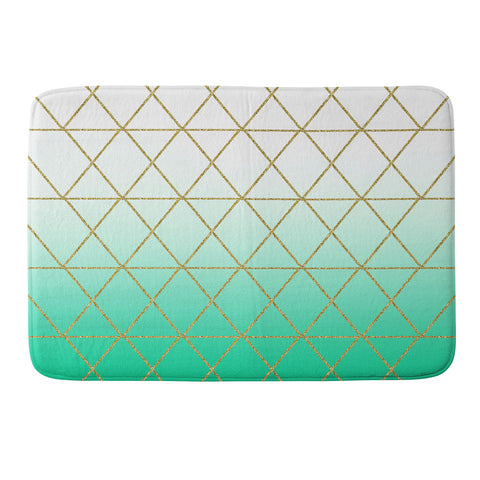 Leah Flores Turquoise and Gold Geometric Memory Foam Bath Mat