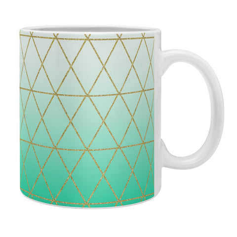 Leah Flores Turquoise and Gold Geometric Coffee Mug