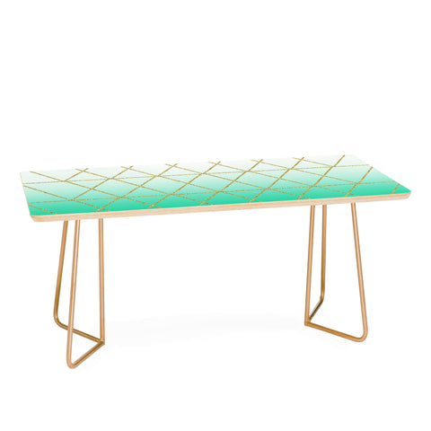 Leah Flores Turquoise and Gold Geometric Coffee Table