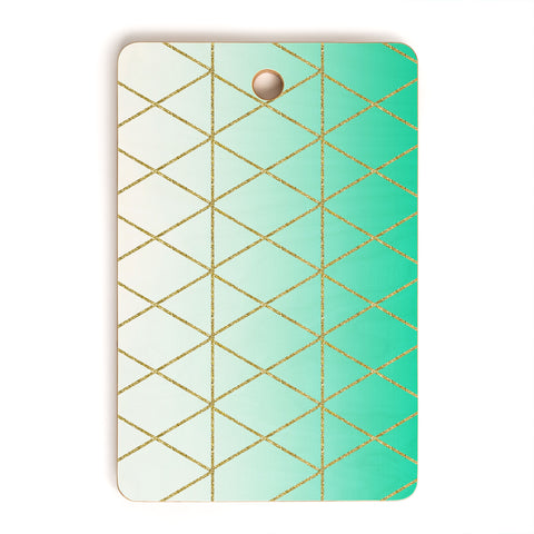 Leah Flores Turquoise and Gold Geometric Cutting Board Rectangle