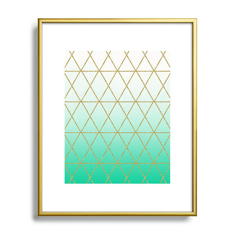 Leah Flores Turquoise and Gold Geometric Metal Framed Art Print