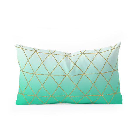Leah Flores Turquoise and Gold Geometric Oblong Throw Pillow