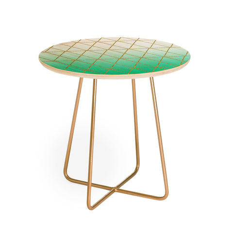 Leah Flores Turquoise and Gold Geometric Round Side Table