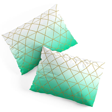 Leah Flores Turquoise and Gold Geometric Pillow Shams