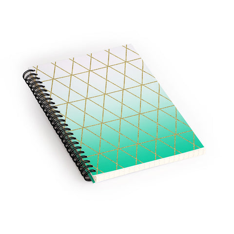 Leah Flores Turquoise and Gold Geometric Spiral Notebook