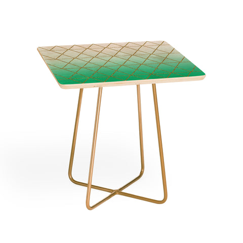 Leah Flores Turquoise and Gold Geometric Side Table