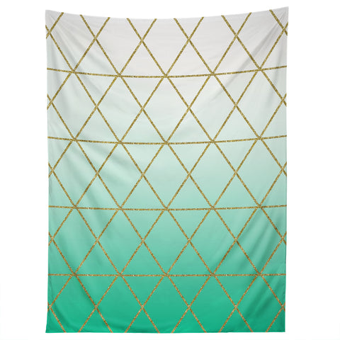 Leah Flores Turquoise and Gold Geometric Tapestry