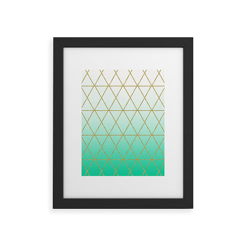 Leah Flores Turquoise and Gold Geometric Framed Art Print