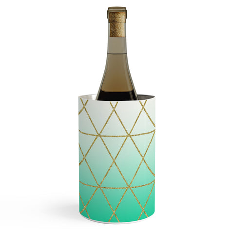 Leah Flores Turquoise and Gold Geometric Wine Chiller
