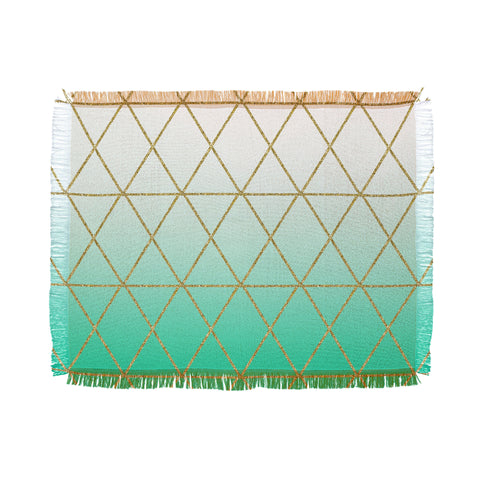 Leah Flores Turquoise and Gold Geometric Throw Blanket