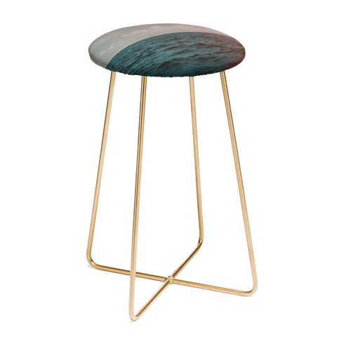 Leah Flores Turquoise Ocean Peach Sunset Counter Stool