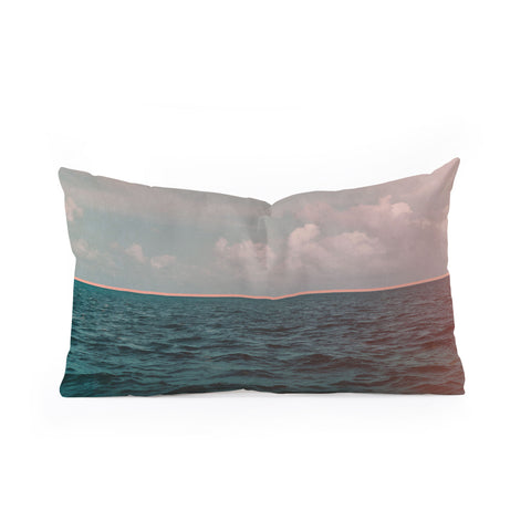 Leah Flores Turquoise Ocean Peach Sunset Oblong Throw Pillow