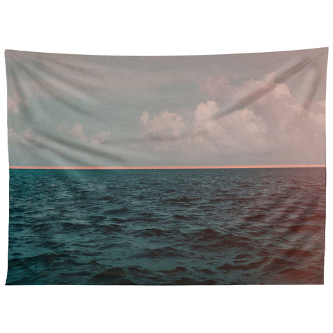Leah Flores Turquoise Ocean Peach Sunset Tapestry