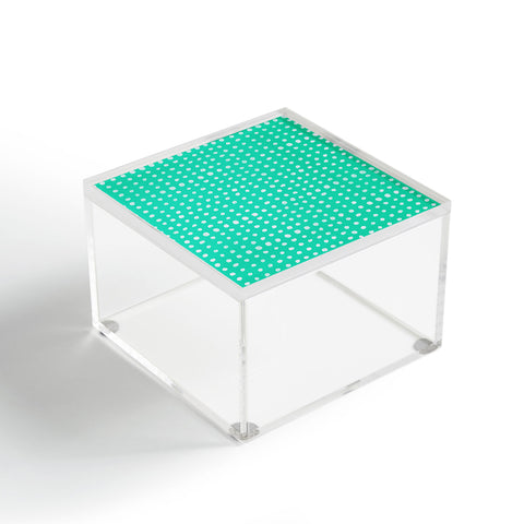 Leah Flores Turquoise Scribble Dots Acrylic Box