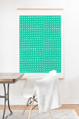 Leah Flores Turquoise Scribble Dots Art Print And Hanger