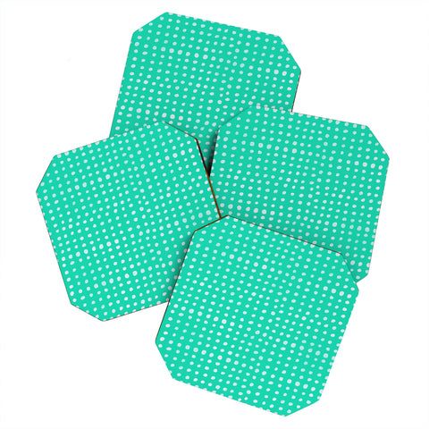 Leah Flores Turquoise Scribble Dots Coaster Set
