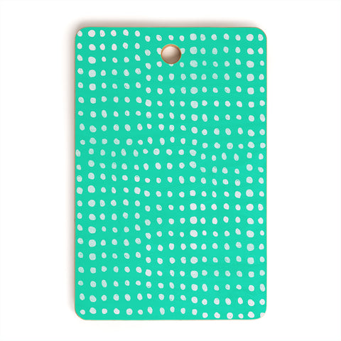 Leah Flores Turquoise Scribble Dots Cutting Board Rectangle