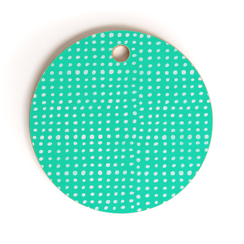 Leah Flores Turquoise Scribble Dots Cutting Board Round