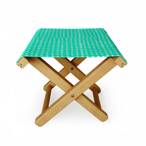 Leah Flores Turquoise Scribble Dots Folding Stool