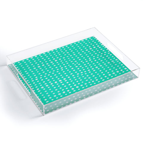 Leah Flores Turquoise Scribble Dots Acrylic Tray