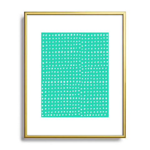 Leah Flores Turquoise Scribble Dots Metal Framed Art Print