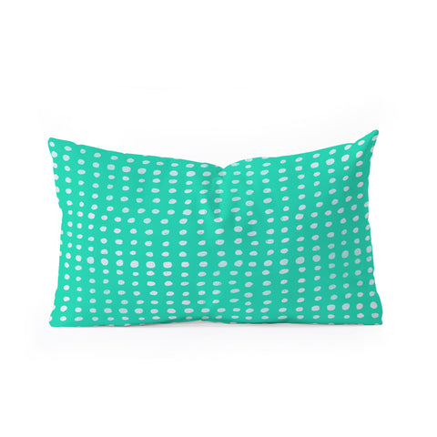 Leah Flores Turquoise Scribble Dots Oblong Throw Pillow