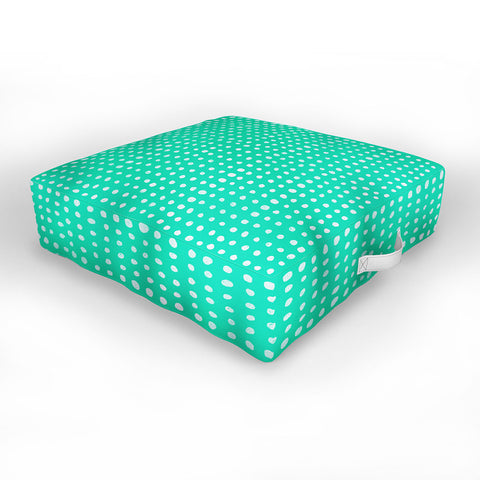 Leah Flores Turquoise Scribble Dots Outdoor Floor Cushion