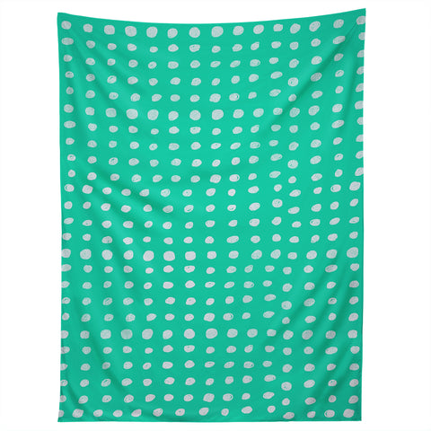 Leah Flores Turquoise Scribble Dots Tapestry