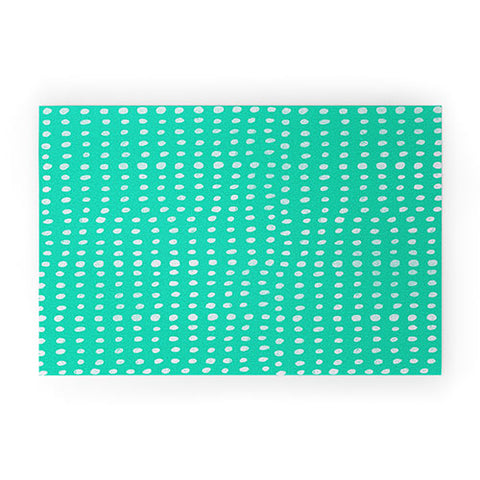 Leah Flores Turquoise Scribble Dots Welcome Mat